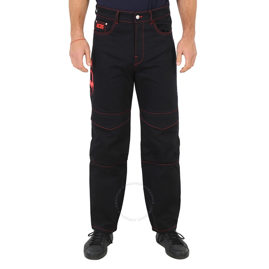 GCDS Men's Black Nightmares Ultrawide Denim Trousers - 3