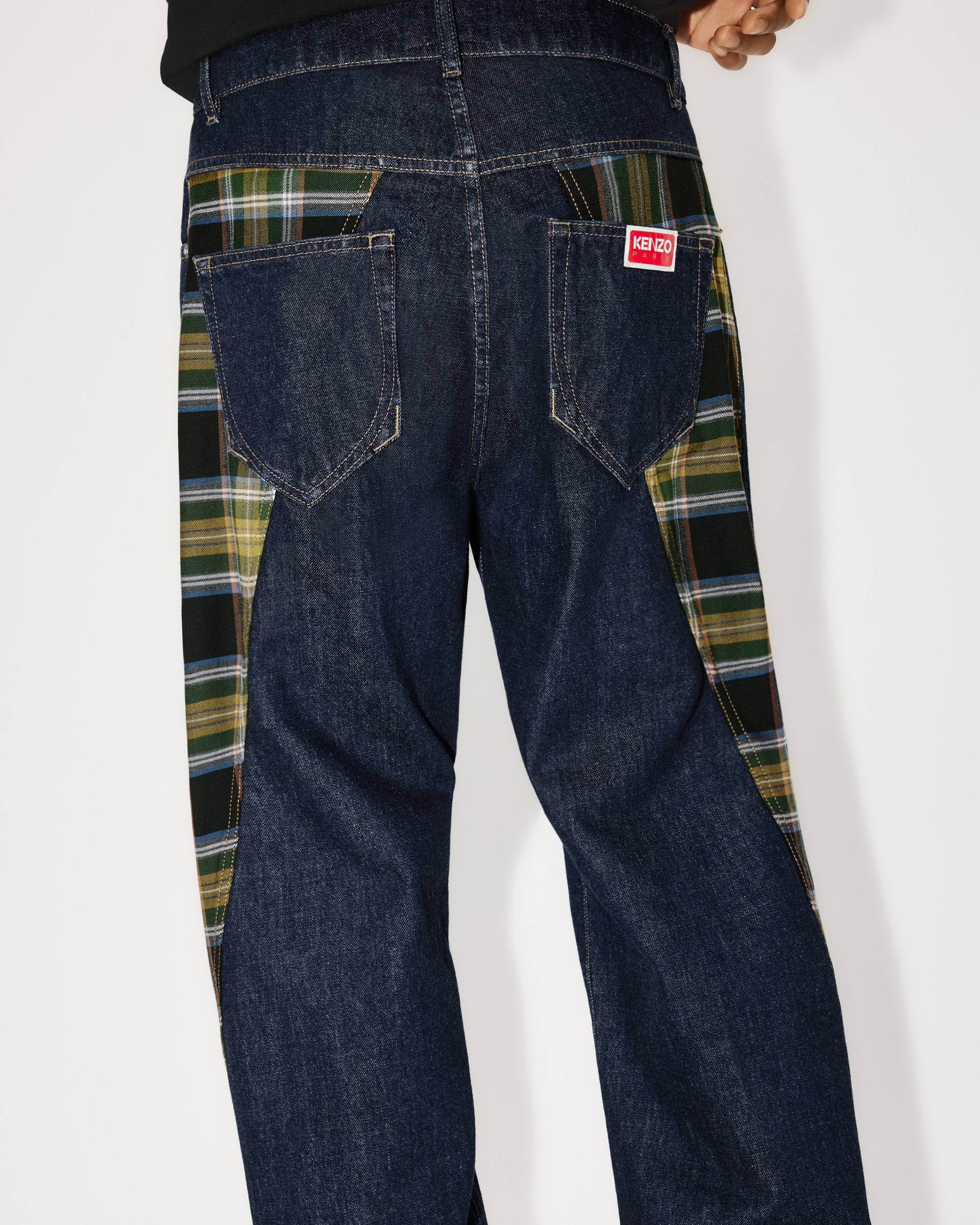 Patchwork checked denim jeans - 7