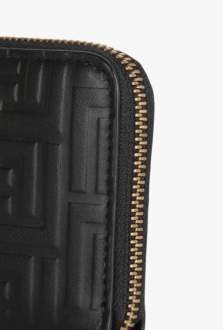 Black debossed leather wallet with Balmain monogram - 5