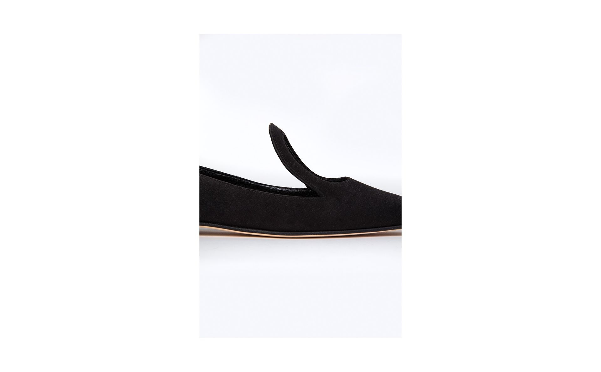 Black Satin Cut-Out Detail Flat Shoes - 5