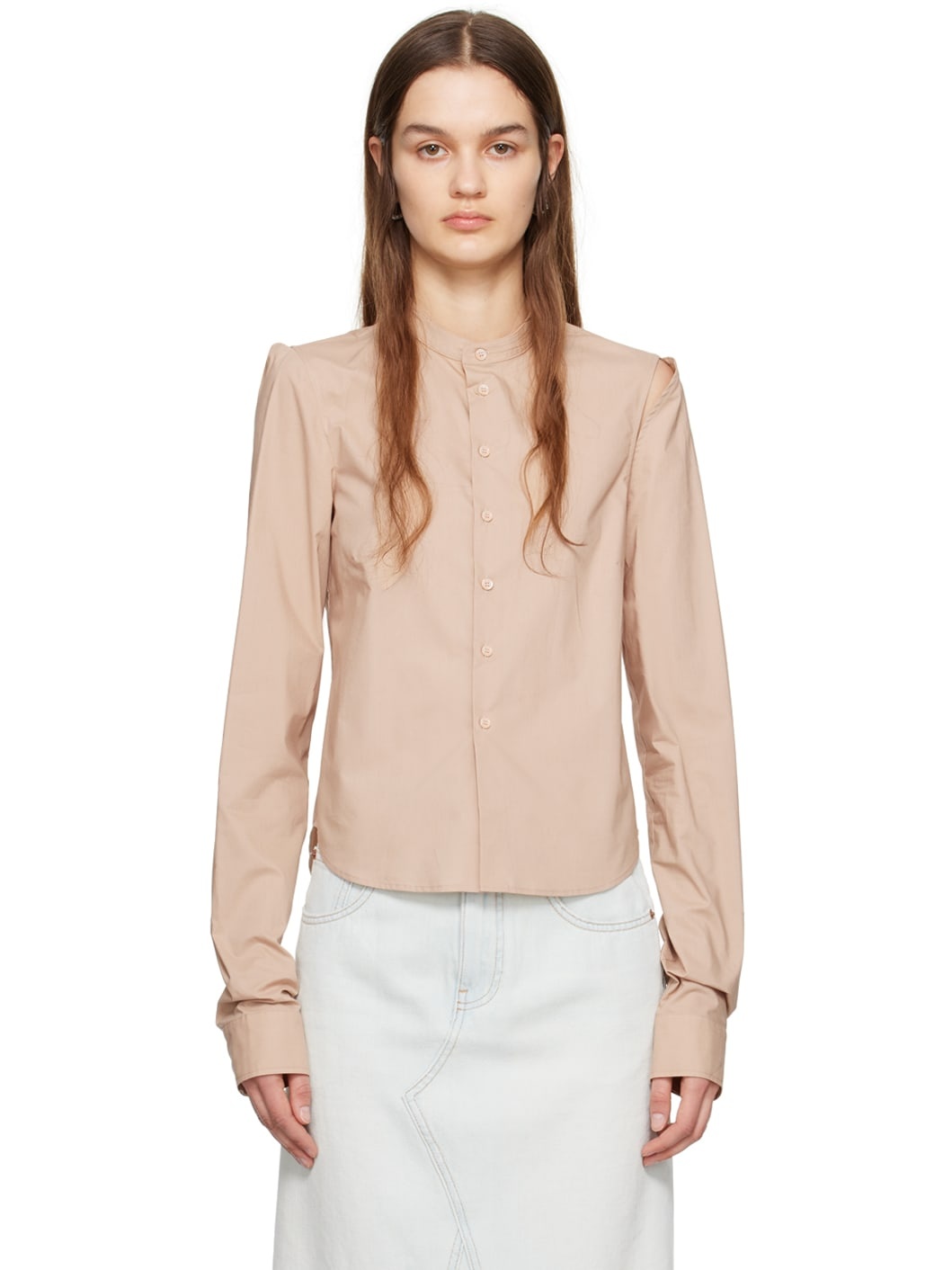 Tan Cut-Out Shirt - 1