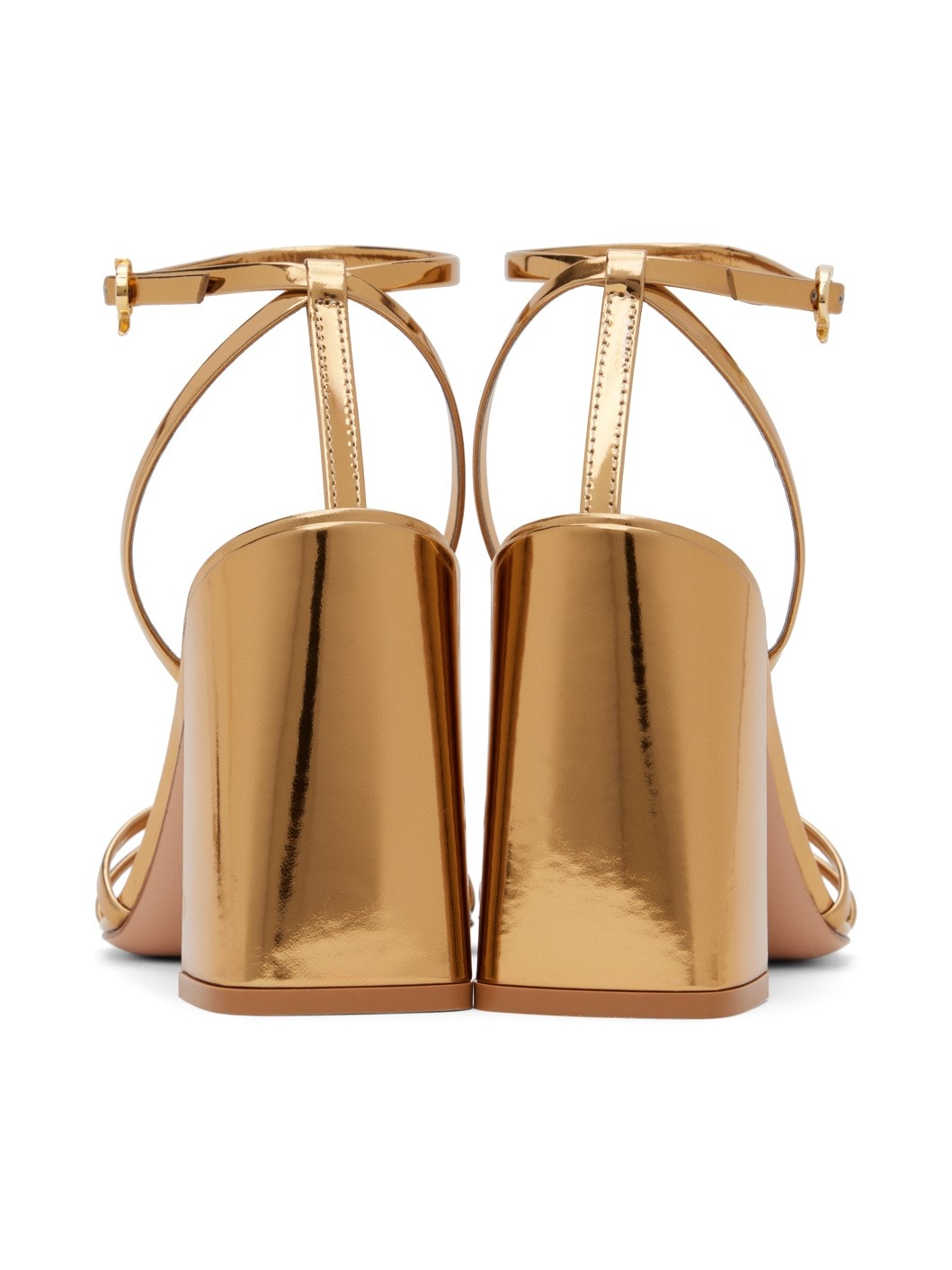 Gold Metallic Heeled Sandals - 2