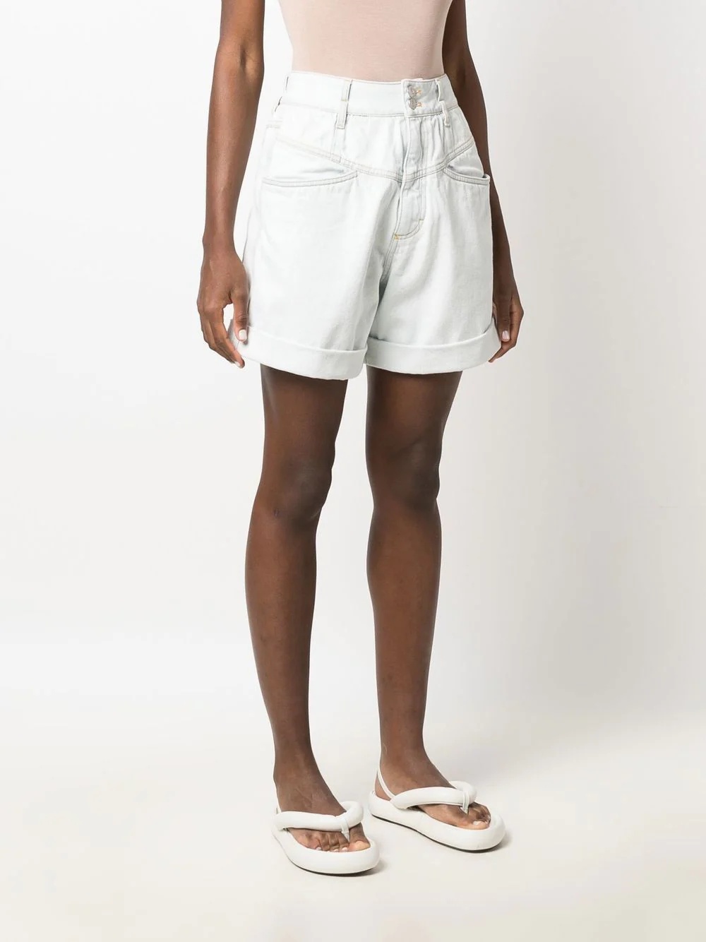 high-waisted denim shorts - 3