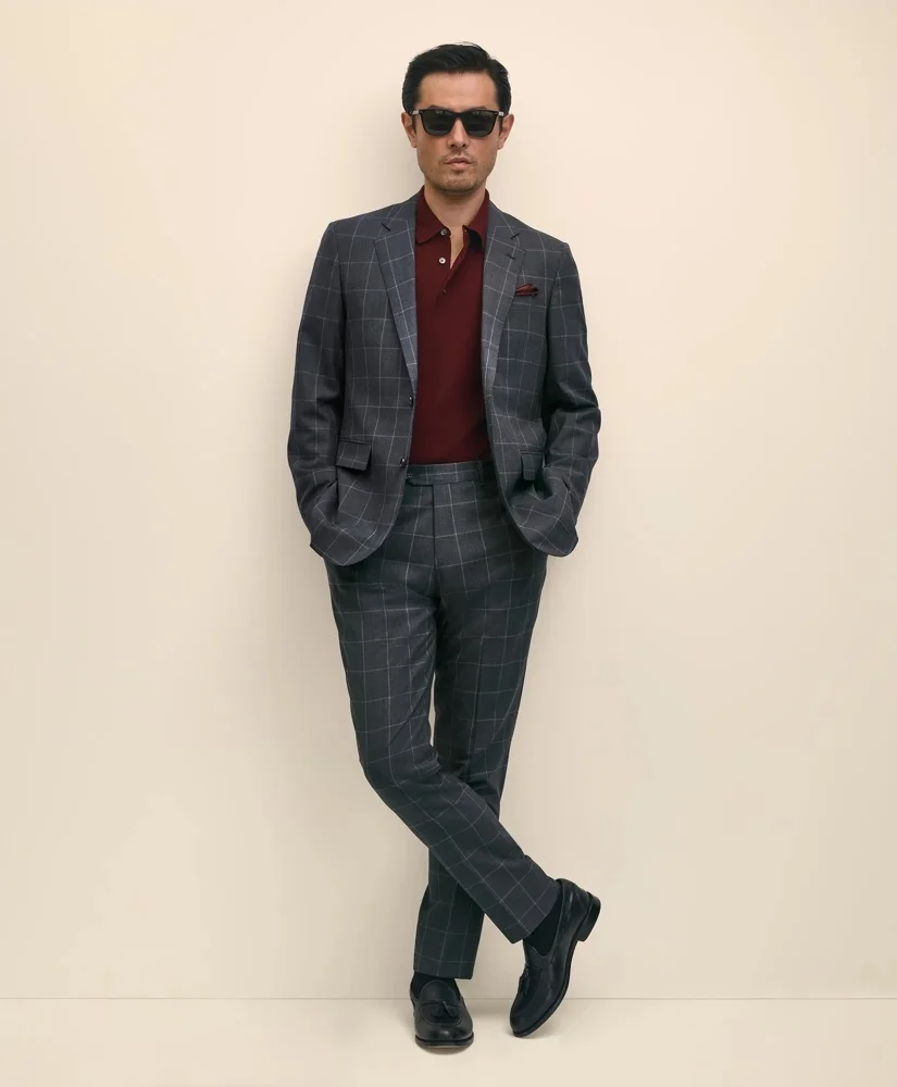 Slim Fit Wool Windowpane 1818 Suit - 1