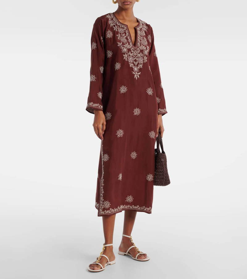 juliet dunn Floral embroidered silk tunic outlook