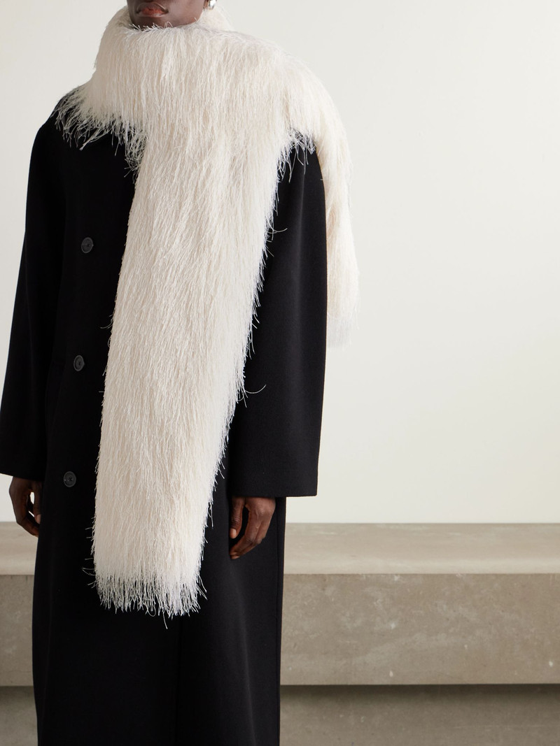 Dries Van Noten Fringed knitted scarf Off-white outlook