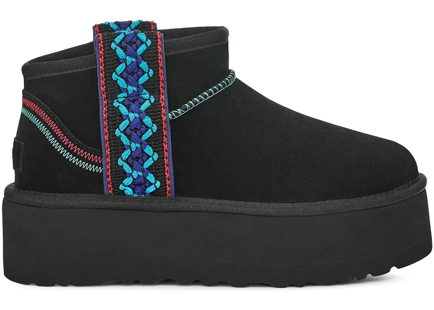 UGG Classic Ultra Mini Braid Platform Boot Black (Women's) - 1