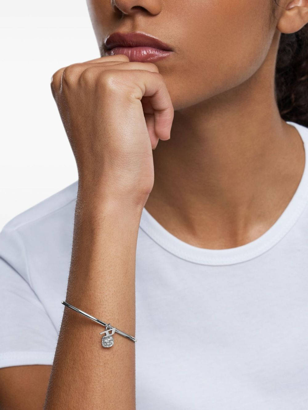 rose-charm bangle bracelet - 3