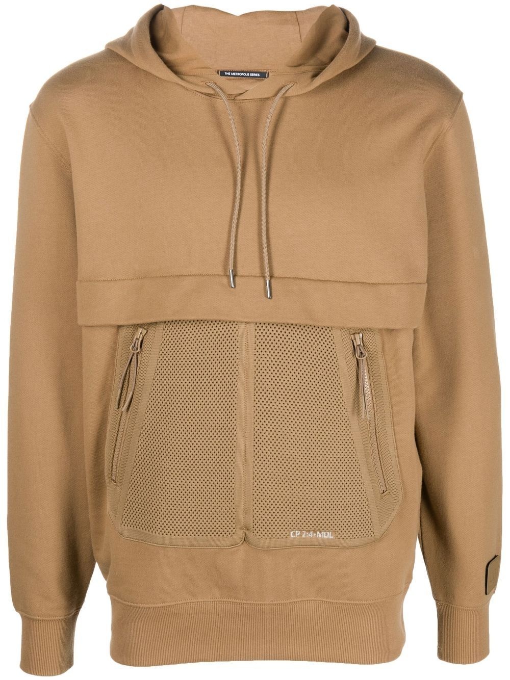 mesh-panel cotton hoodie - 1