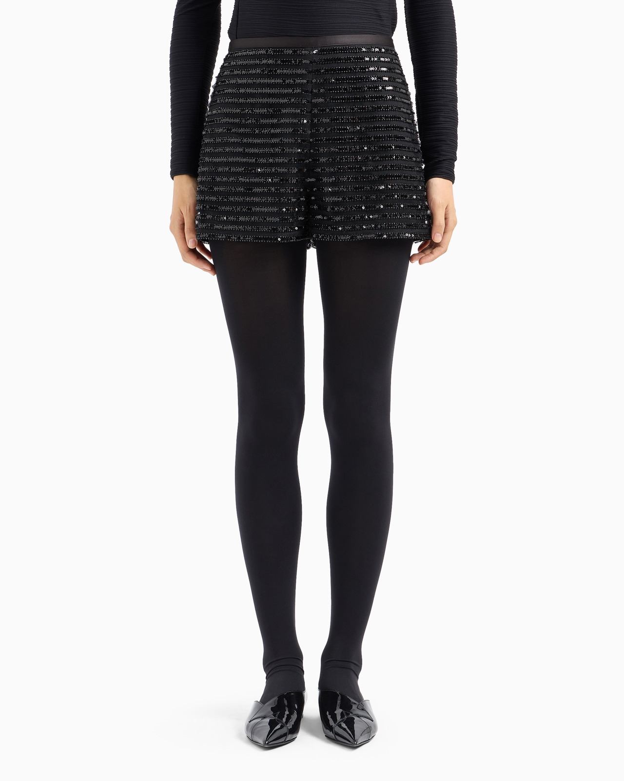 Moon Capsule collection tulle shorts with striped sequin motif - 2