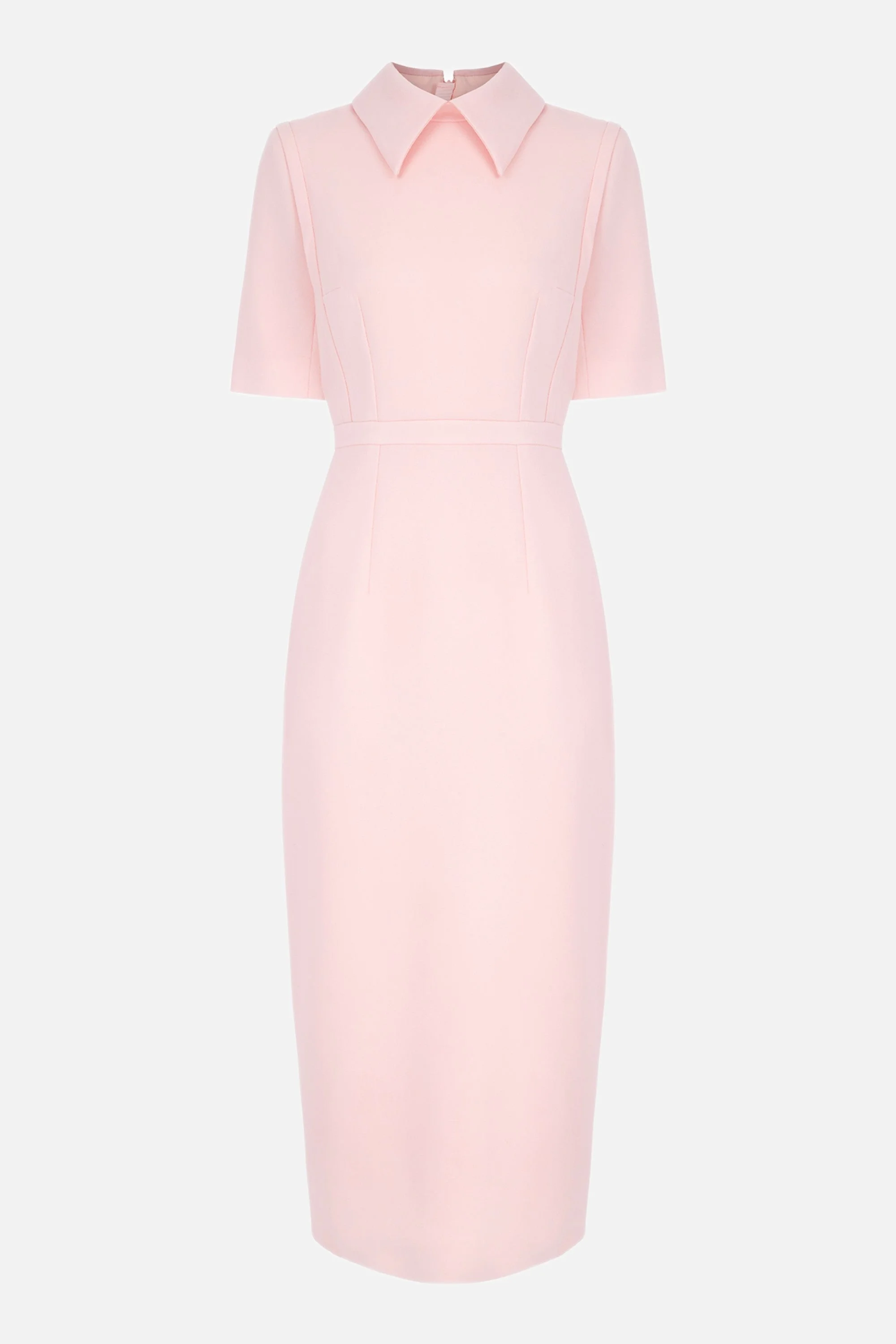 Valletta Dress in Light Pink Single Wool Crepe - 1