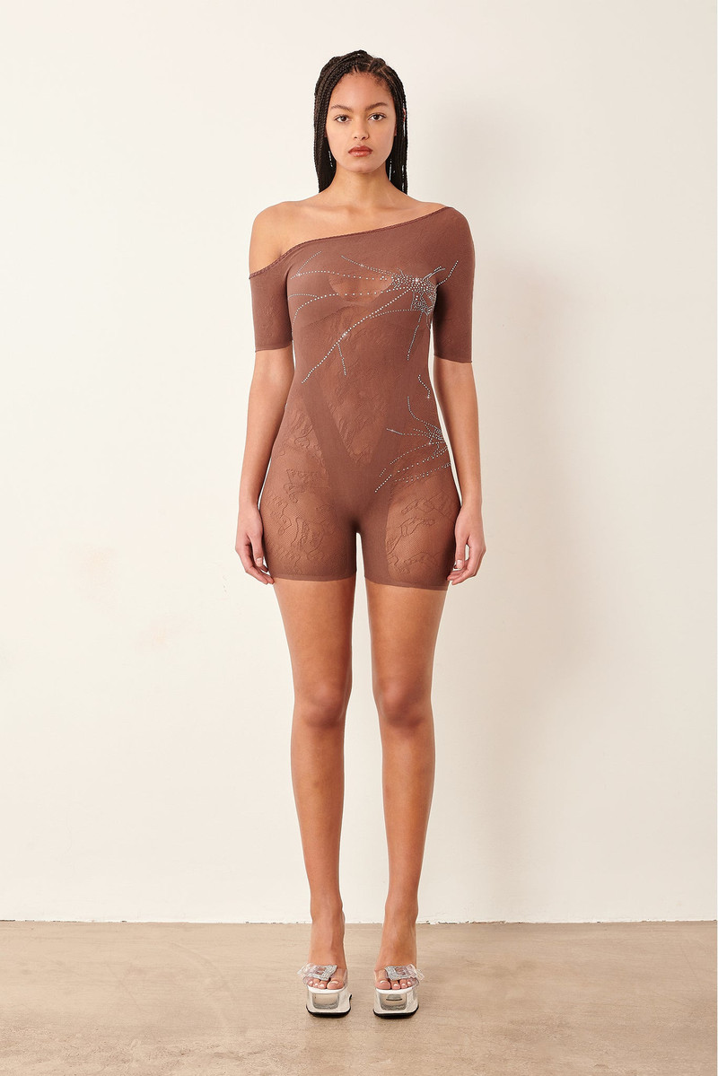 VANDERVOORT PLAYSUIT RHINESTONE IN OLD MONEY BROWN 1