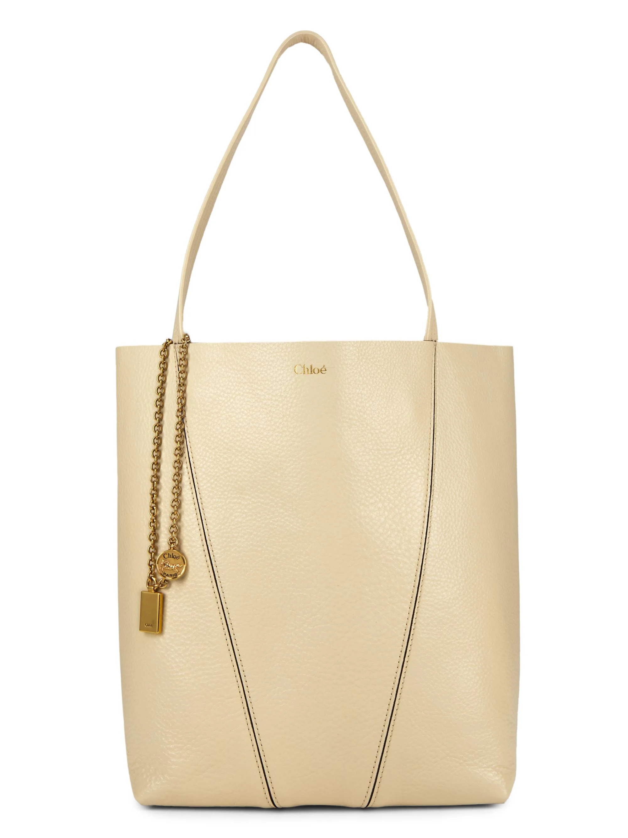 Women's Medium Spin Sweet Leather Tote Bag - Sweet Beige - 1