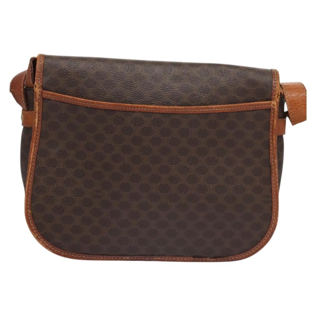 CELINE Macadam Canvas Shoulder Bag Pvc Leather Brown - 3