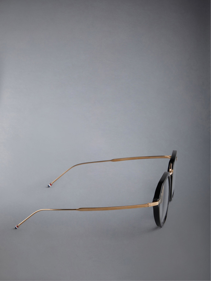 Acetate And Titanium Rectangular Aviator Eyeglasses 4