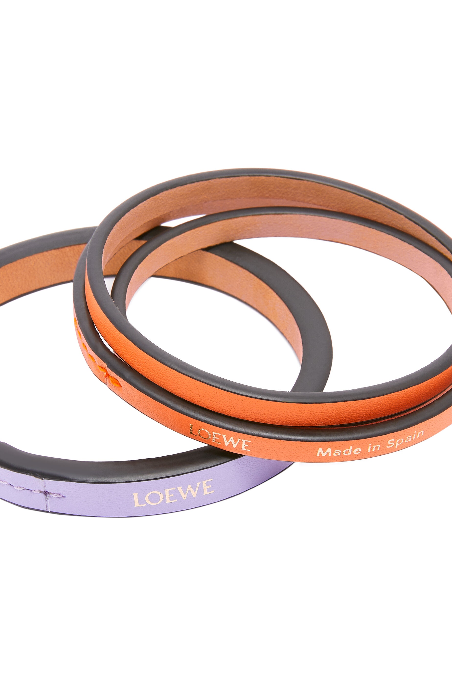 【LOEWE】DOUBLE BANGLE◆J242240X42 Double bangle set in classic calfskin Black - LOEWE