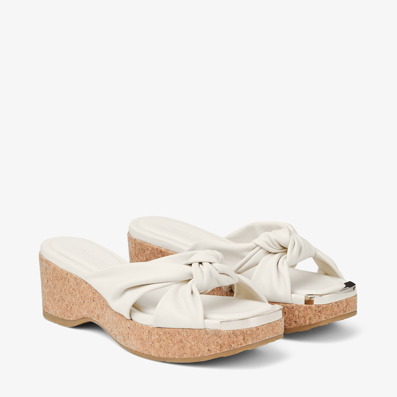 Avenue Wedge 50 Latte Nappa Leather Wedge Mules 3