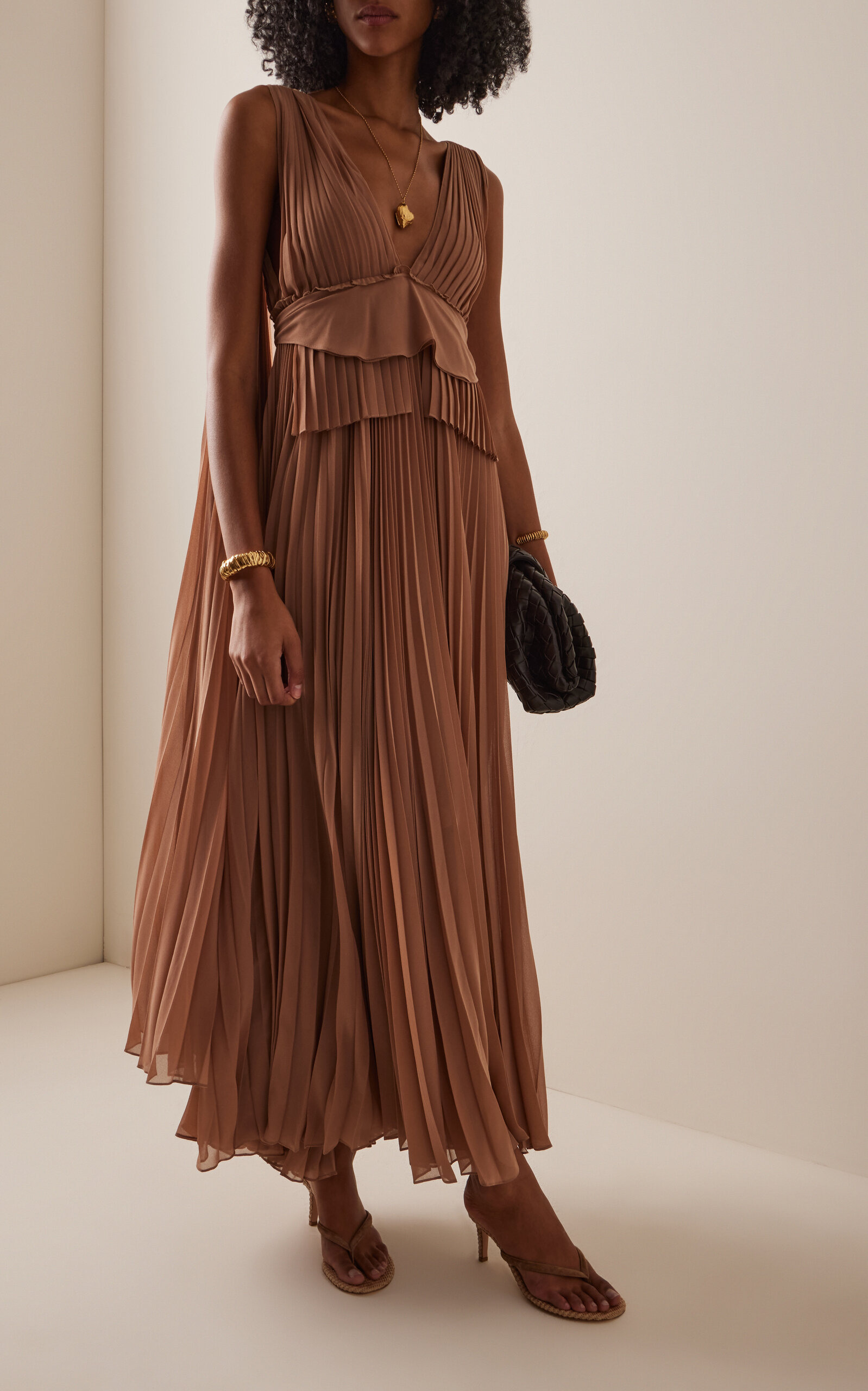 Memento Pleated Gown tan - 3