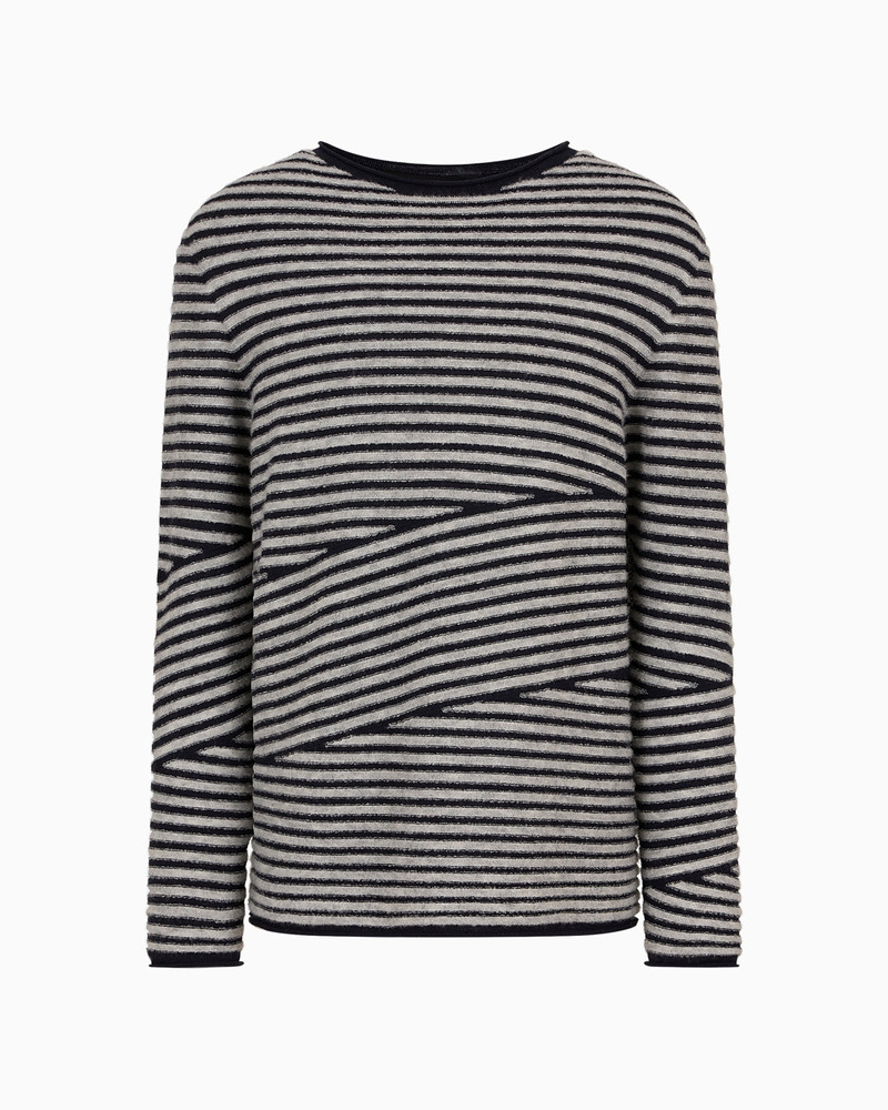 Crew-neck jumper in virgin wool, cashmere and bouclé silk 1