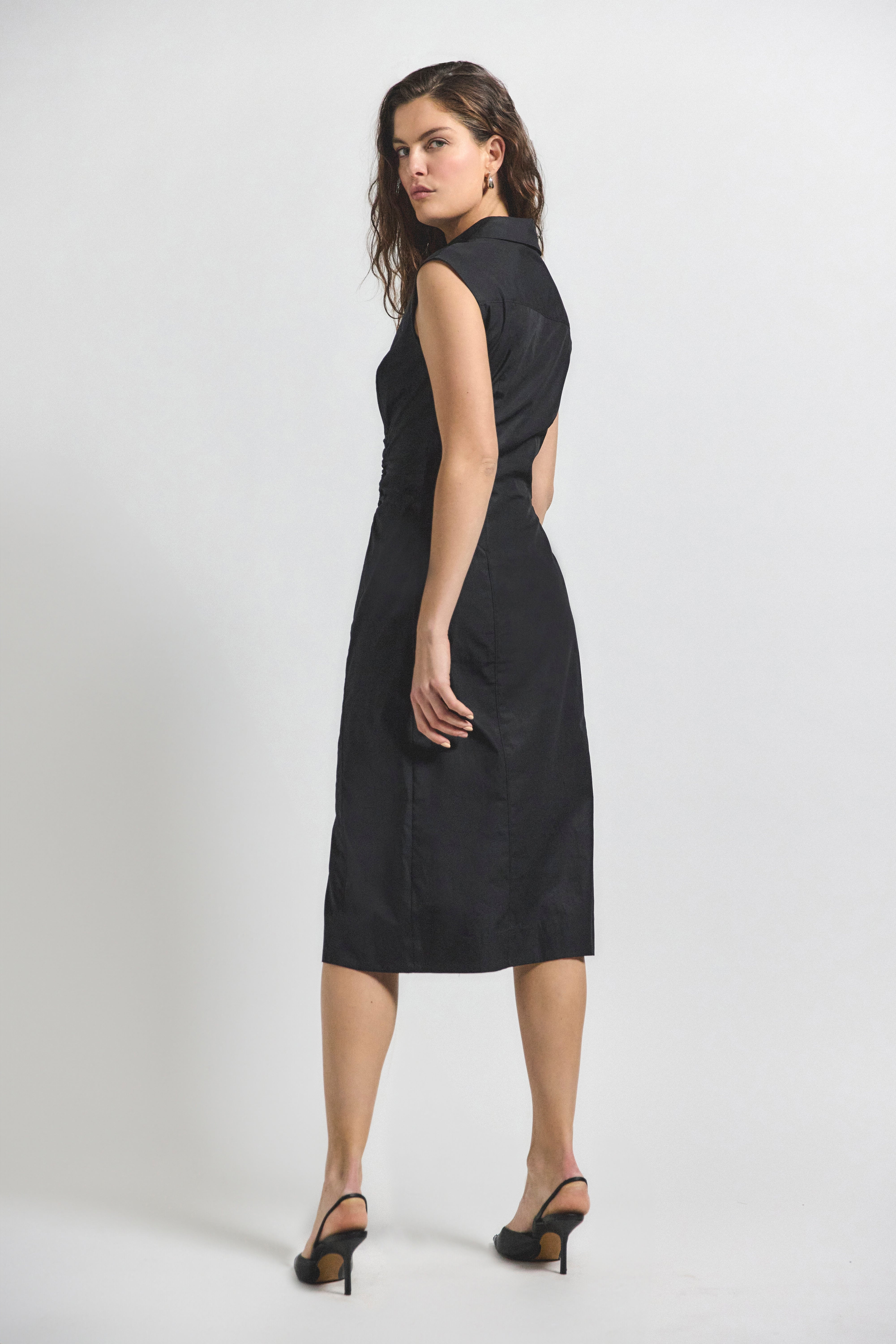 NERA RUCHED BUTTON DOWN DRESS - 4