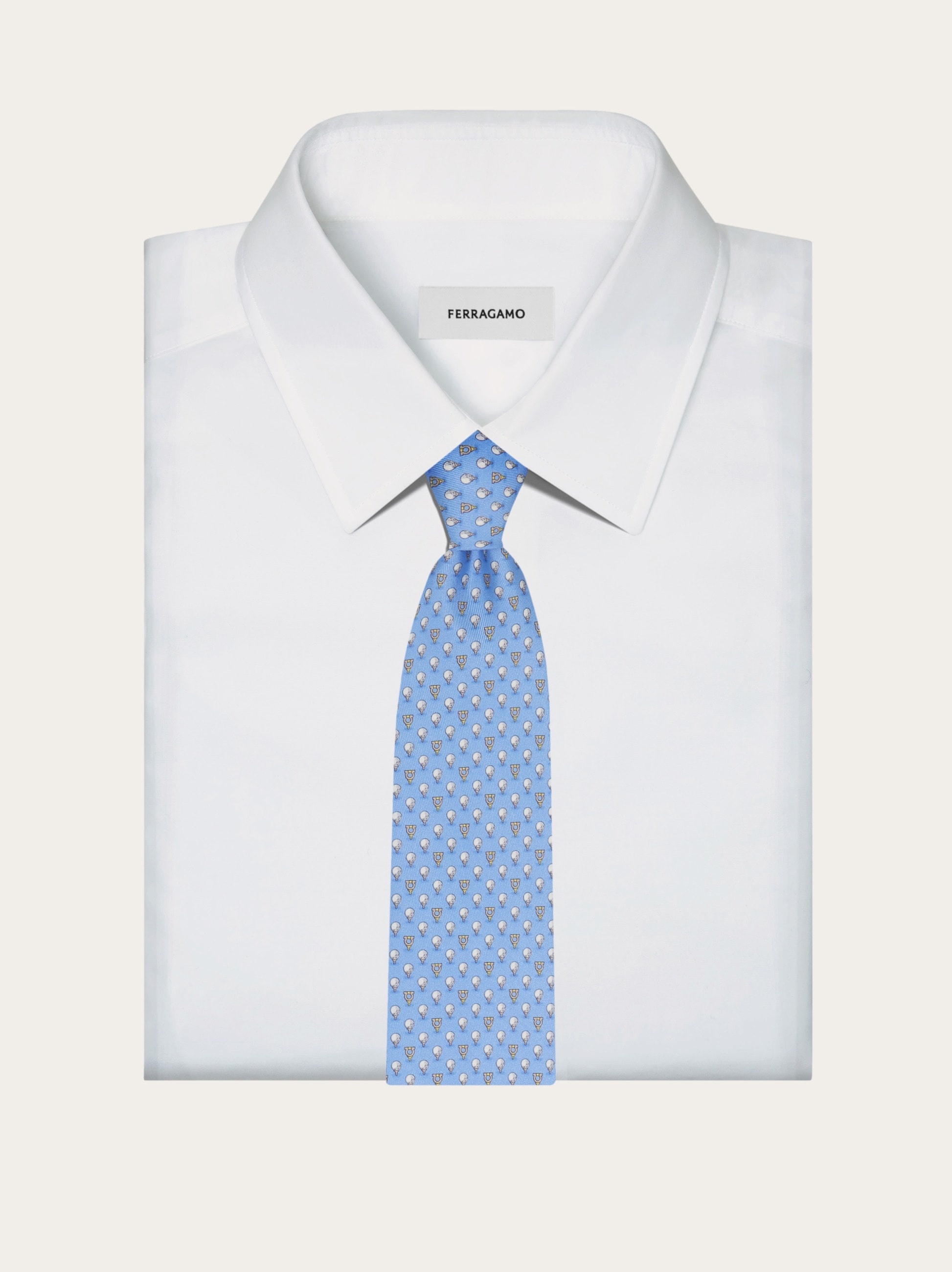Silk tie with golf and Gancini - 4