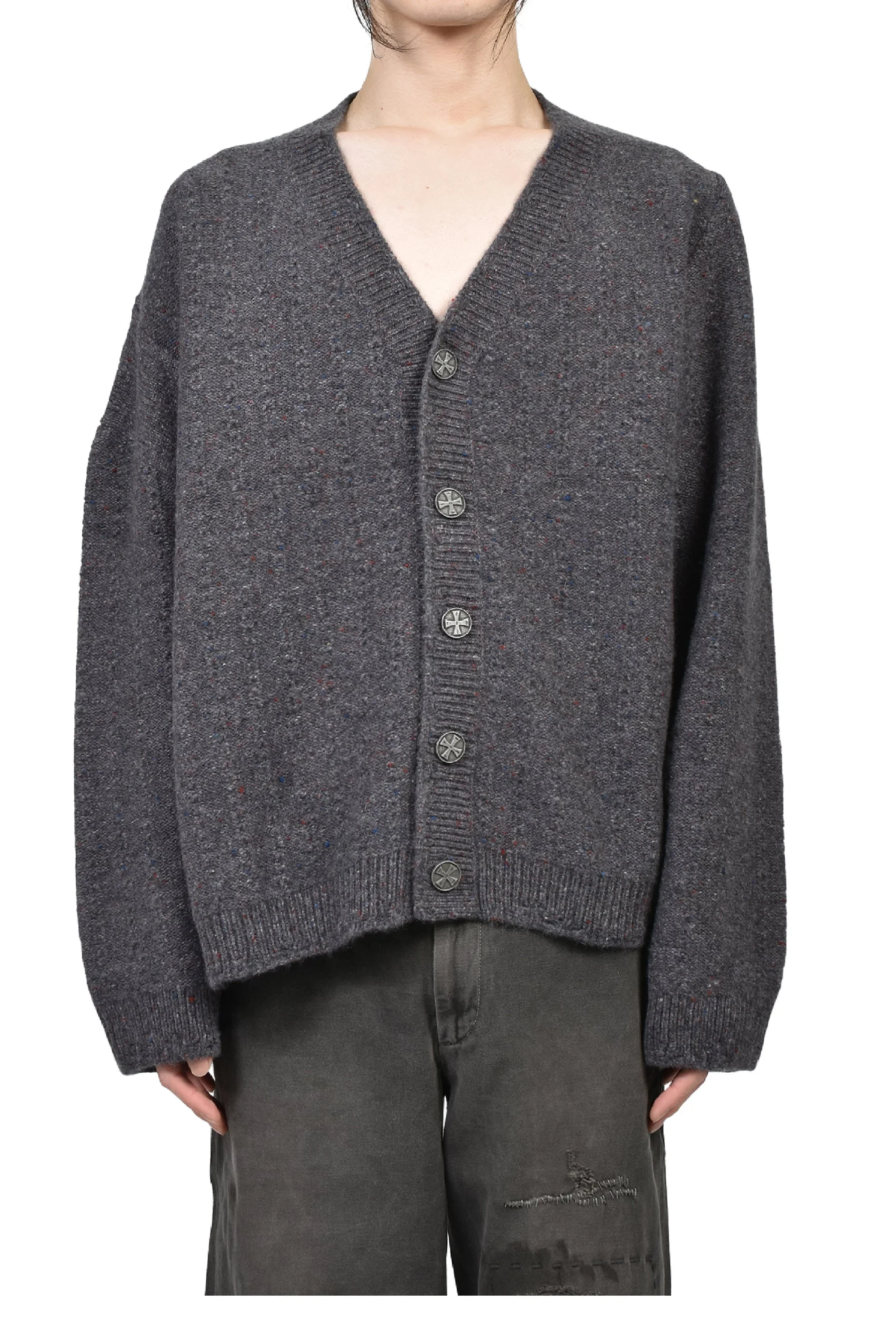 ASYMMETRICAL CARDIGAN / TWEED GRY - 1