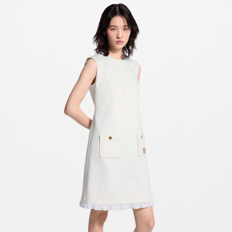 Ruffle Trim Denim Dress 2