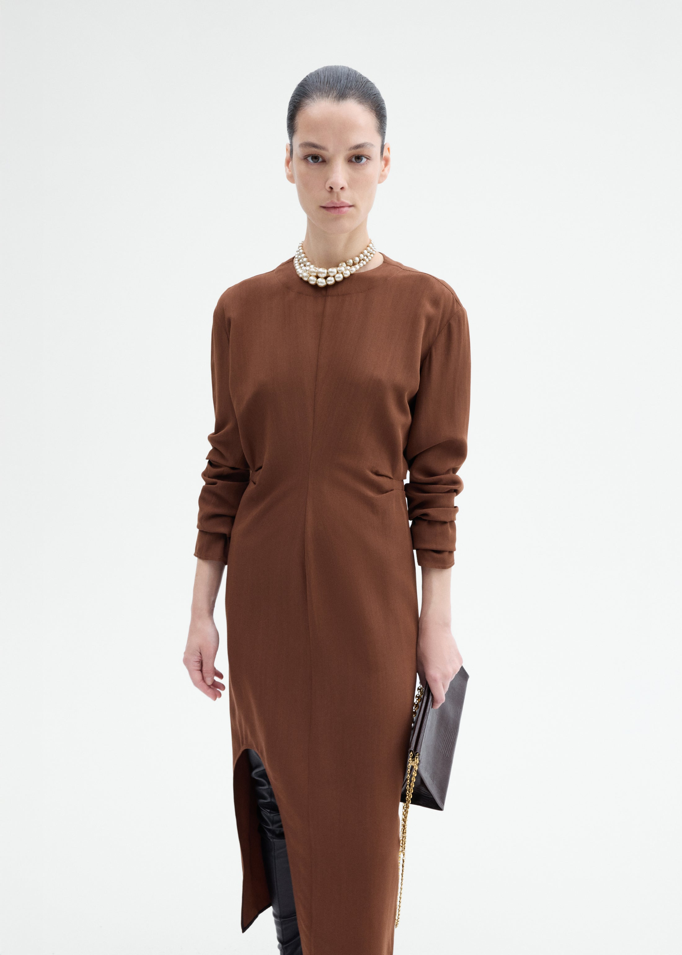 Keyhole Dress in Viscose Wool - 5