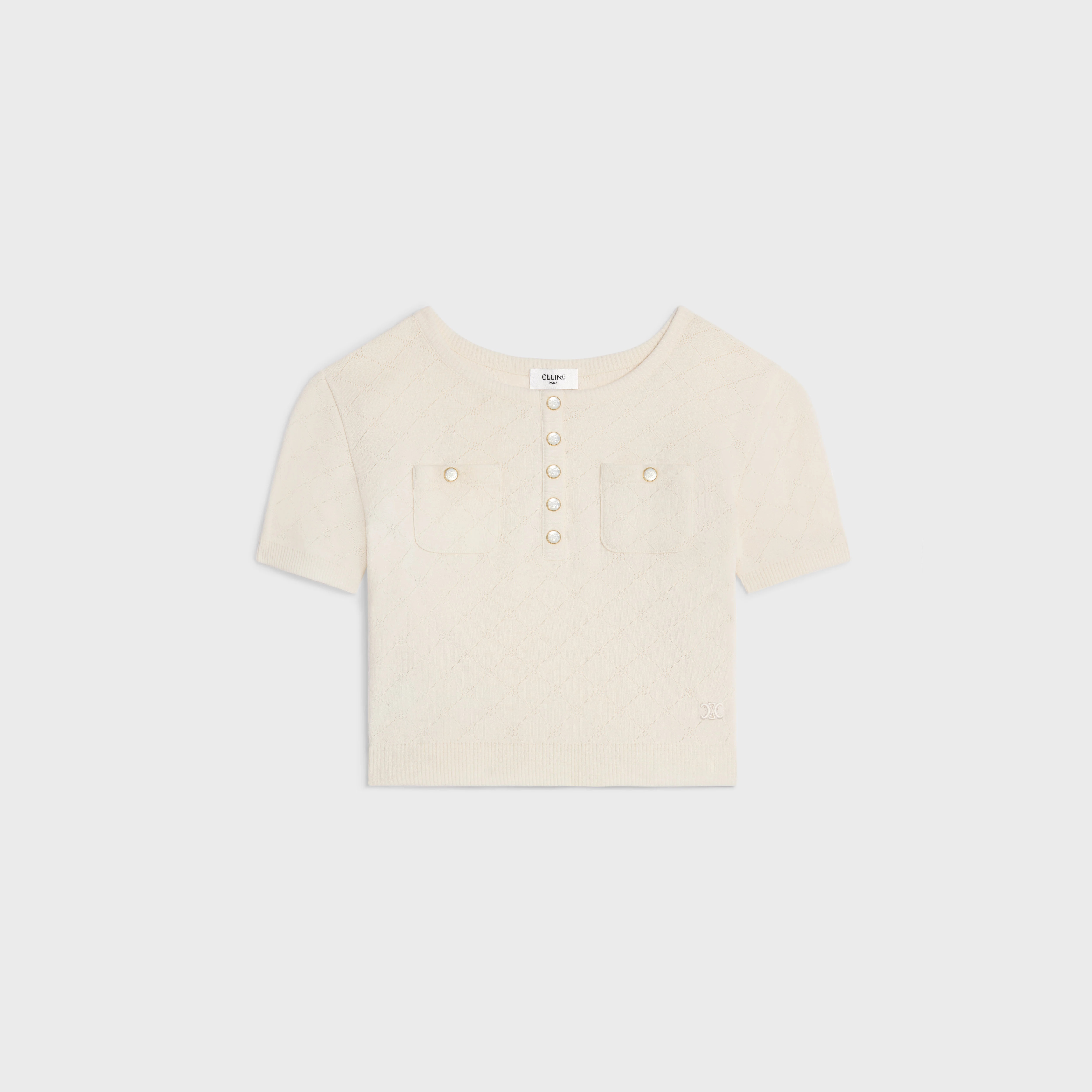 triomphe crop top in jersey pointelle - 1