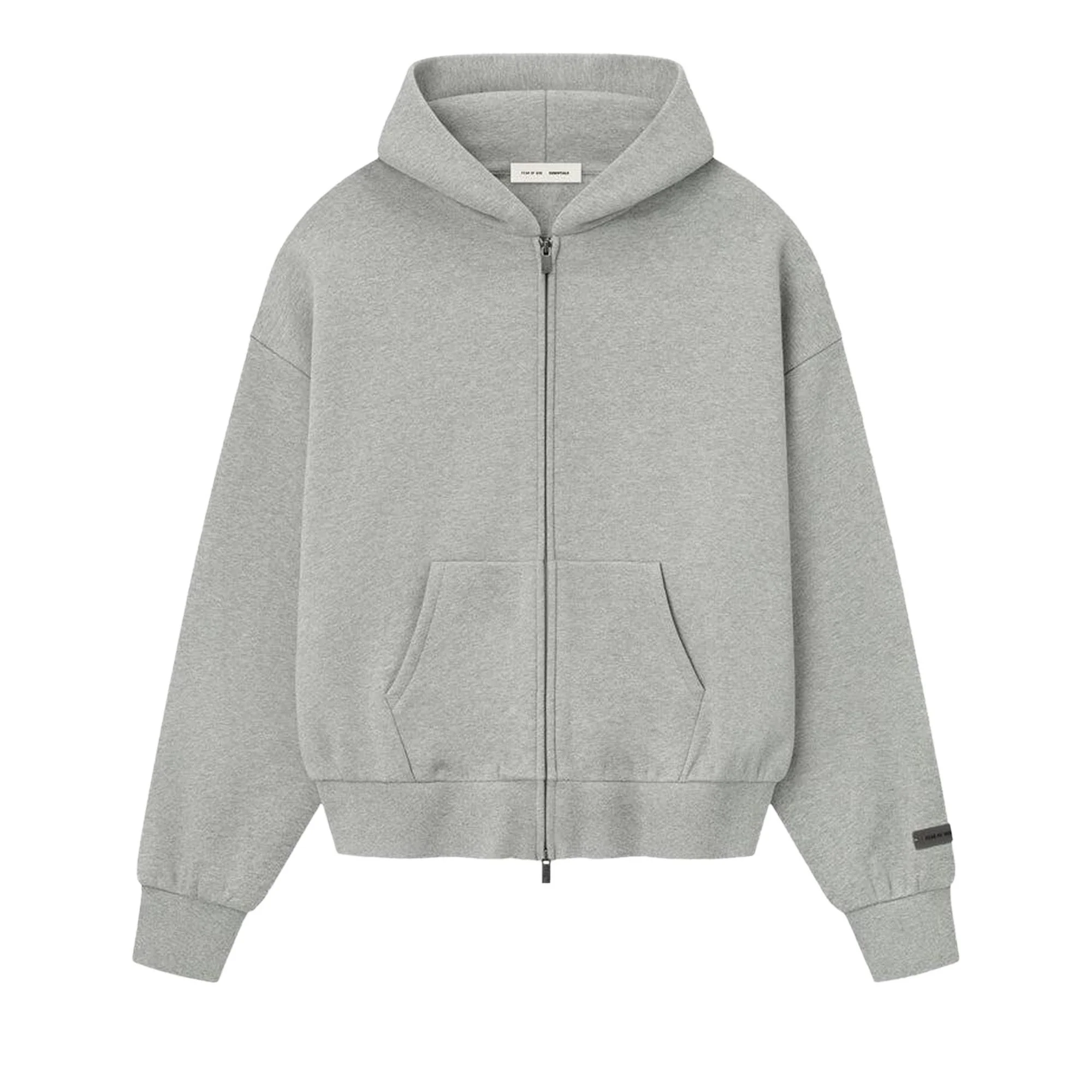 Fear of God Essentials Classic Fleece Zip-Up Hoodie 'Concrete Heather' - 1