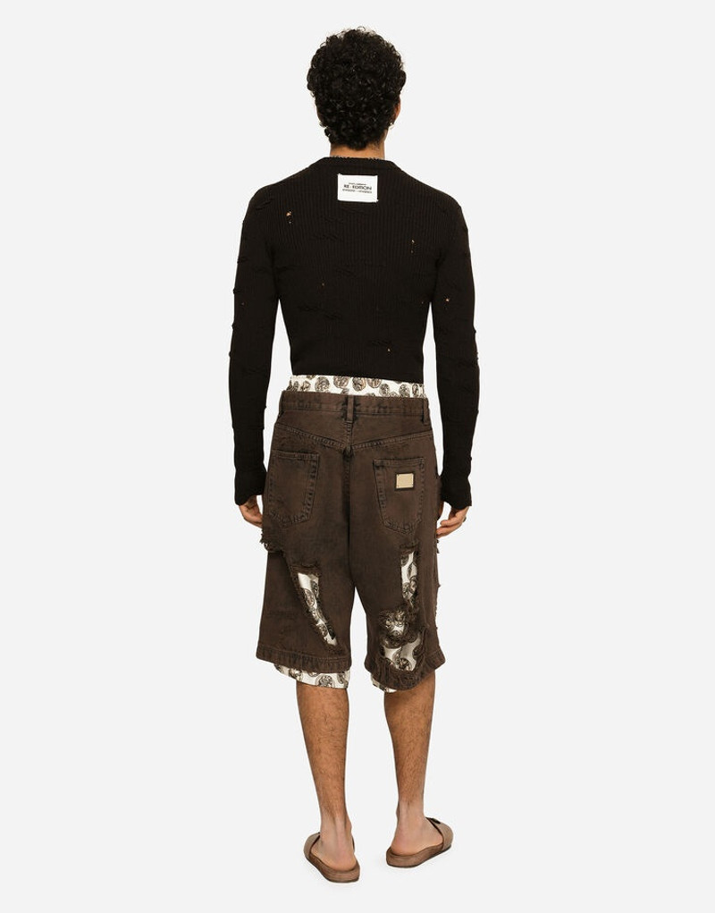 Denim shorts with rips 3