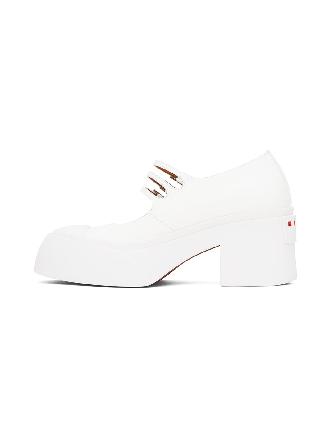 White Pablo Triple-Buckle Mary Jane Heels - 3