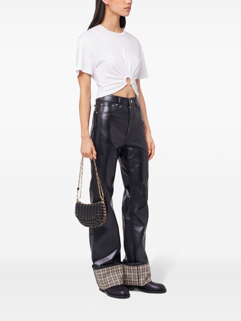 faux-leather flared trousers - 3