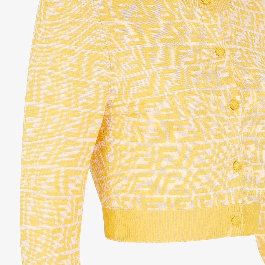 Yellow viscose cardigan - 3