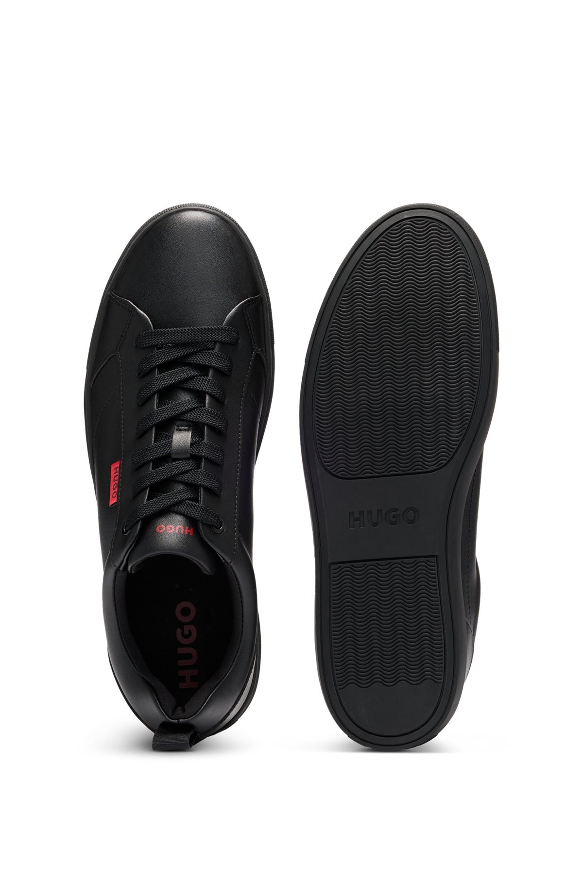 FAUX-LEATHER TRAINERS WITH RED LOGO FLAG - 4