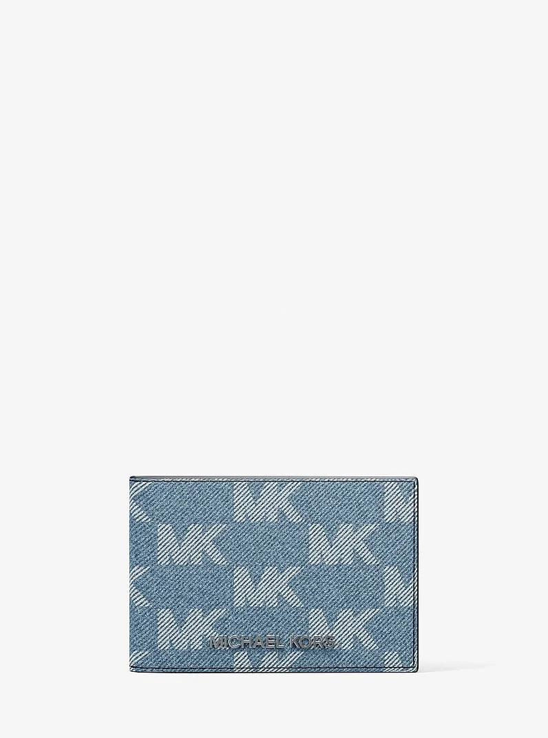 Cooper Medium Logo Jacquard Denim Wallet - 1
