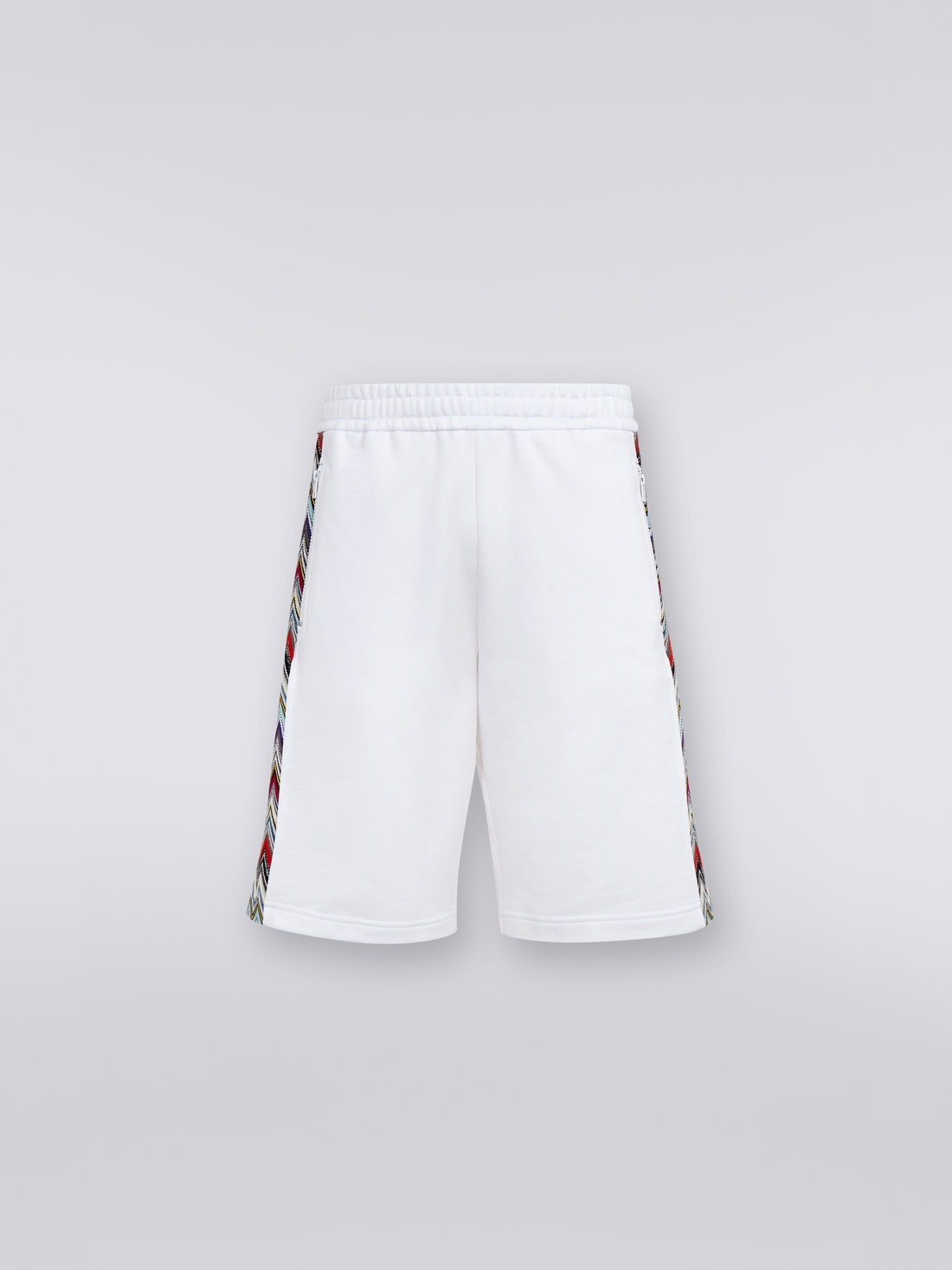 Cotton fleece Bermuda shorts with knitted insert - 1