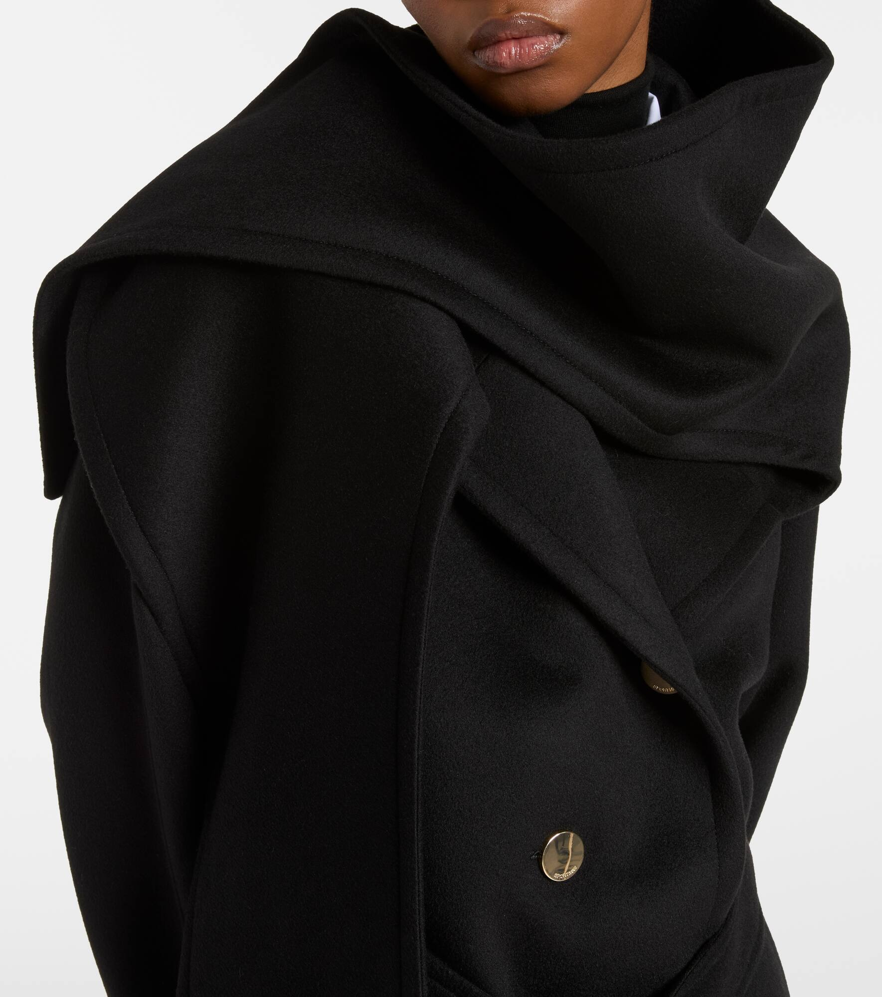 Baldo scarf-detail virgin wool coat - 5