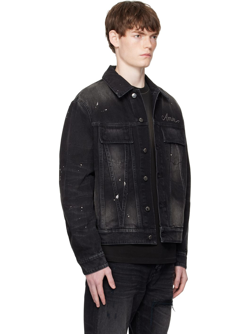 Black Bleach Bandana Denim Jacket - 2