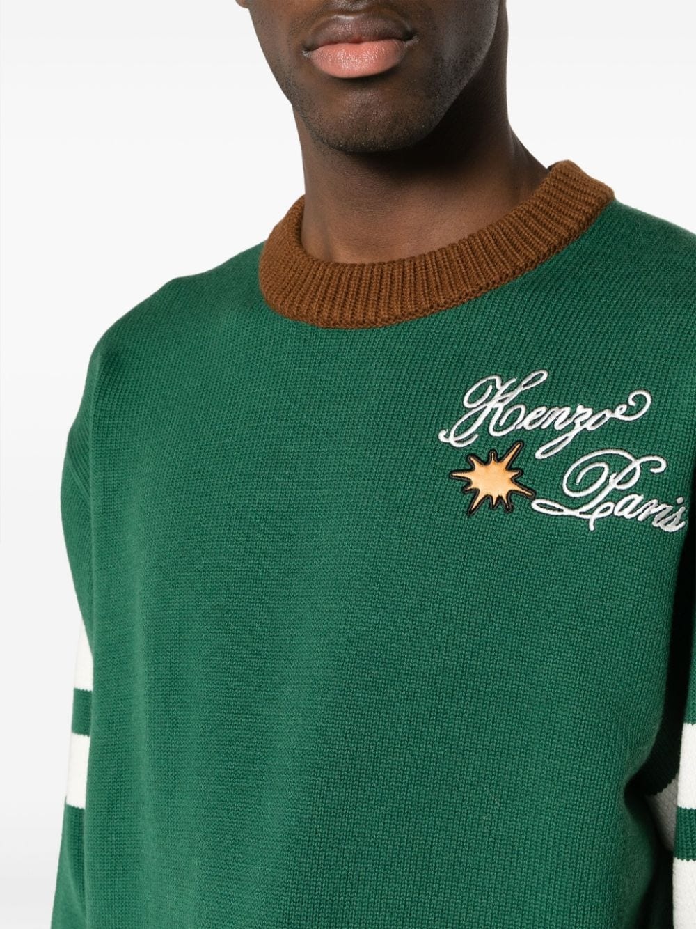 logo-embroidered wool-blend jumper - 5