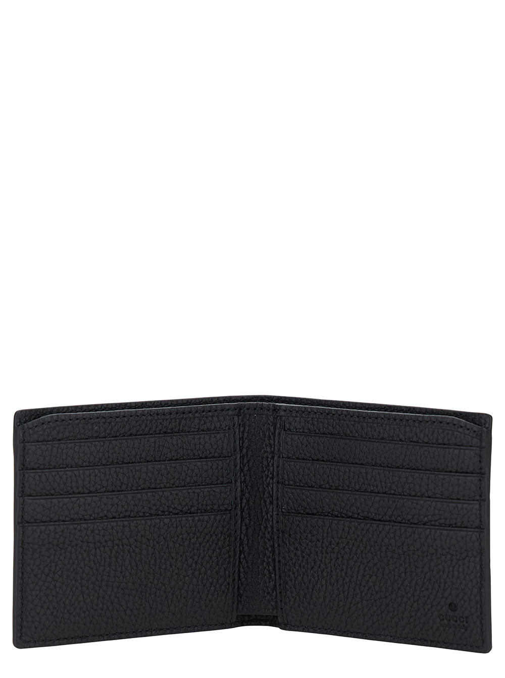 Gucci Men Black Bi-Fold Wallet With Logo Detail In Hammered Leather Man - 4