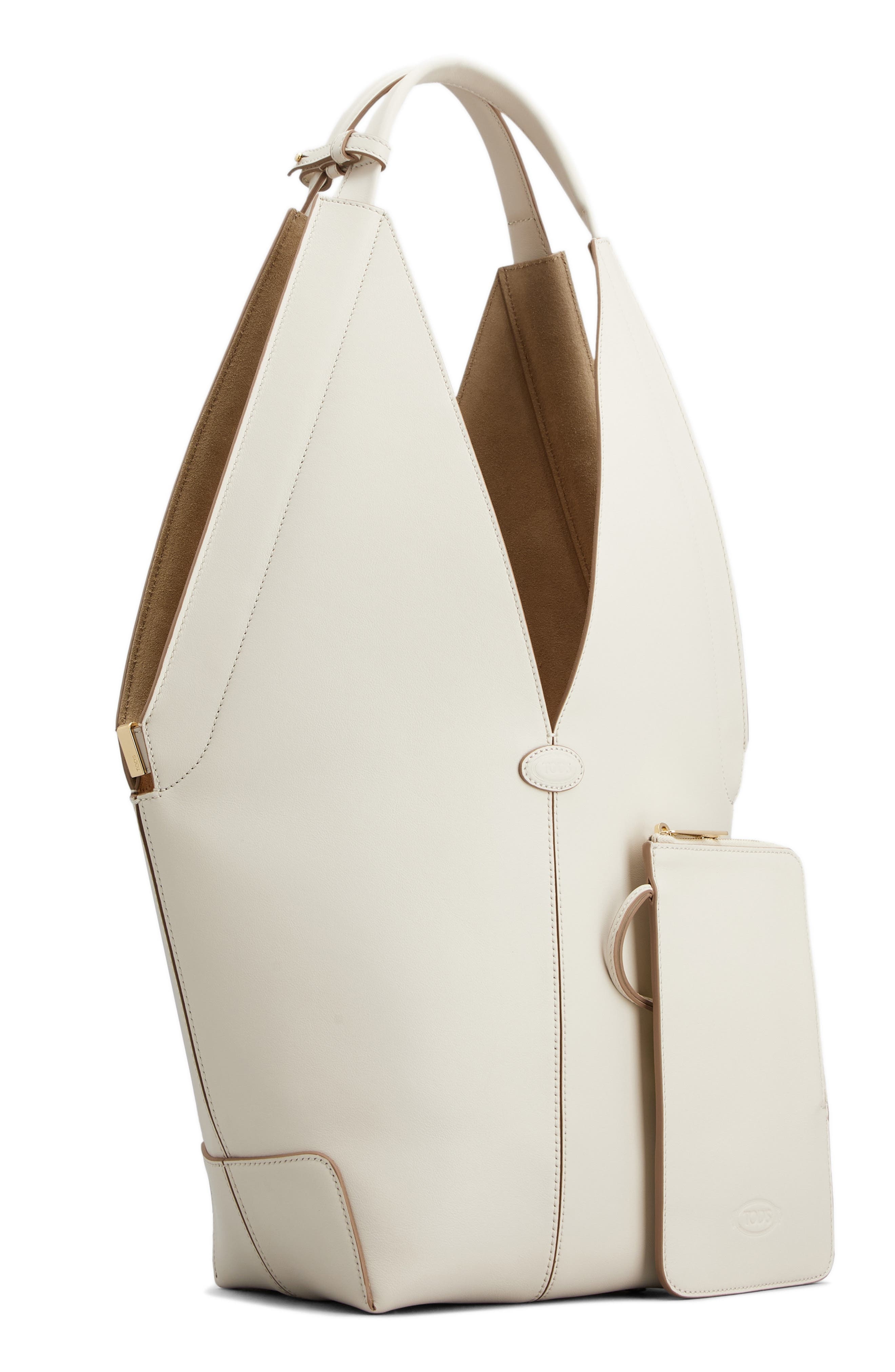 Tod's Small Sacca Leather Bucket Bag in Bianco Calce at Nordstrom - 7
