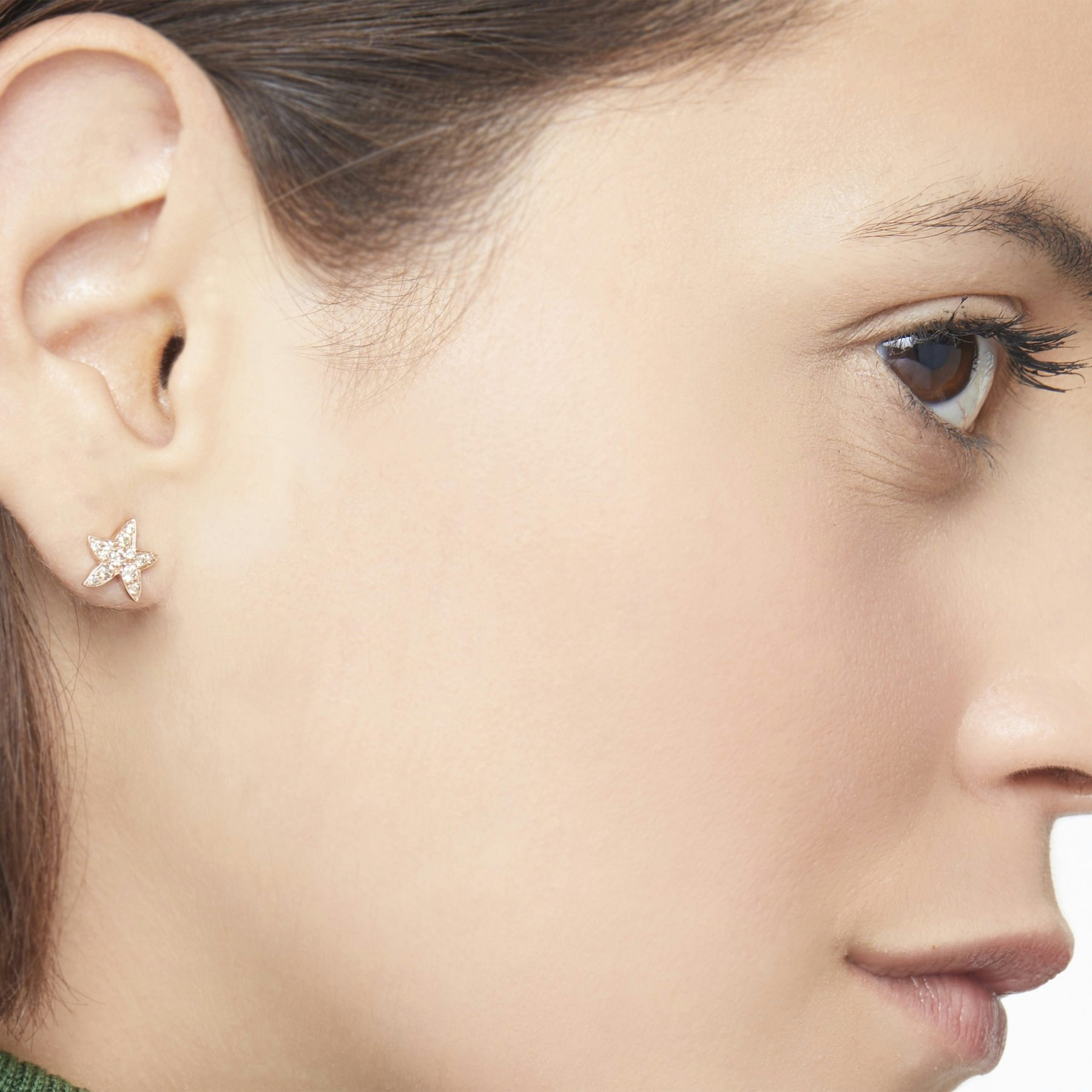ROSE GOLD & DIAMOND STAR STUD EARRING - 3