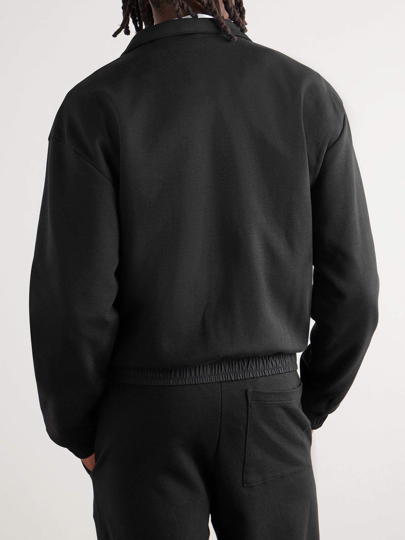 Lounge Logo-Embroidered Tech-Jersey Track Jacket Black - 3