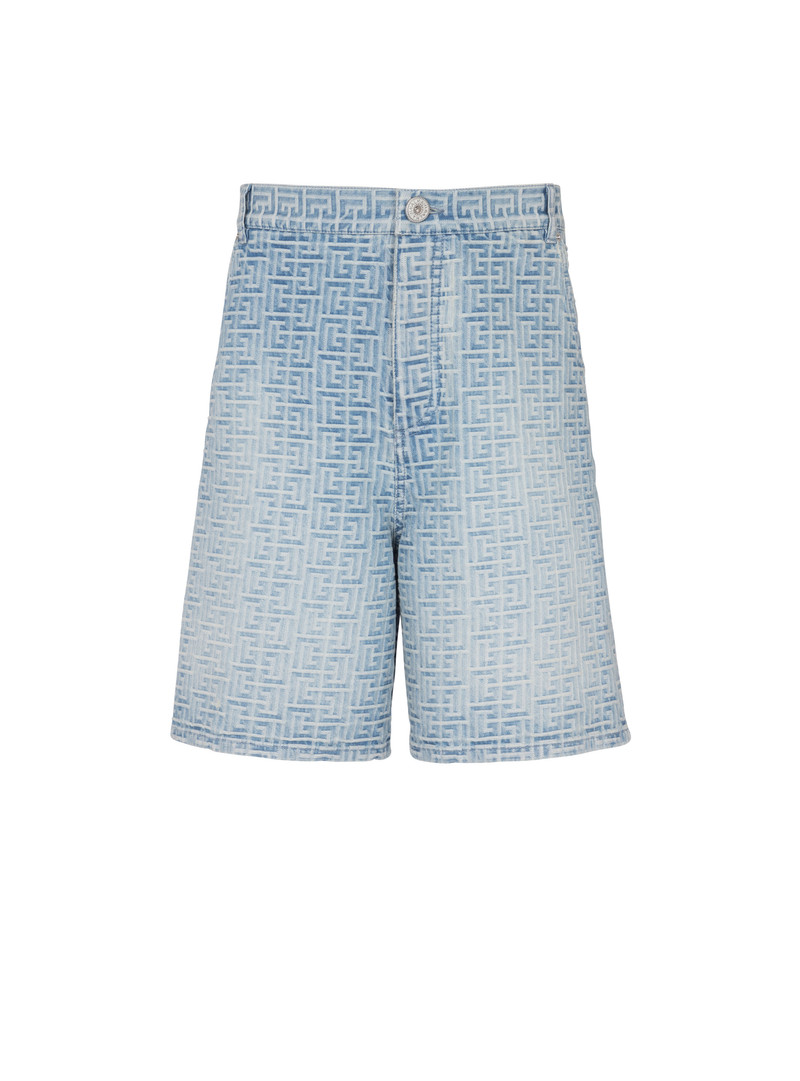 Monogrammed straight-cut denim shorts 1
