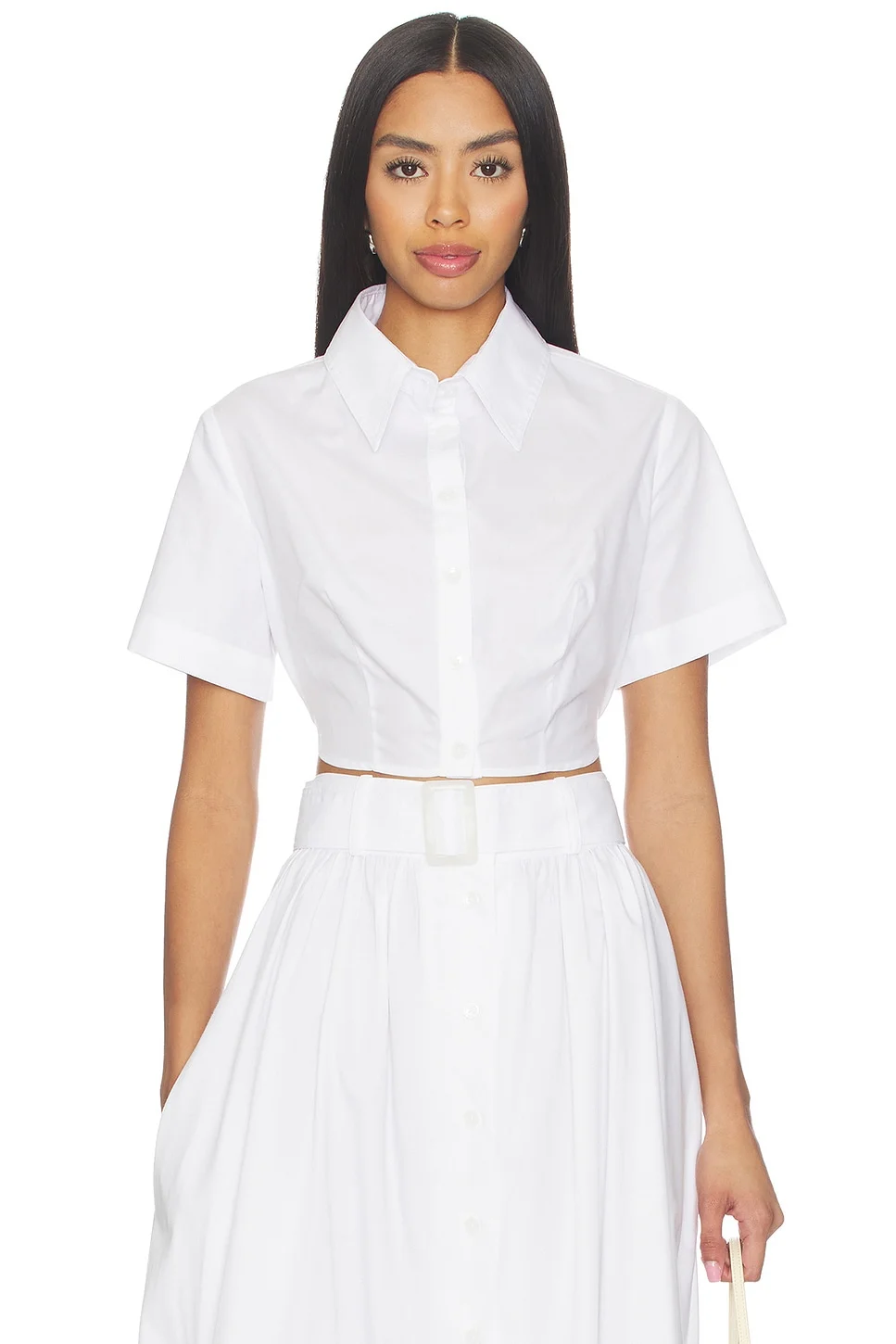 Cropped Tie Back Button Up - 1