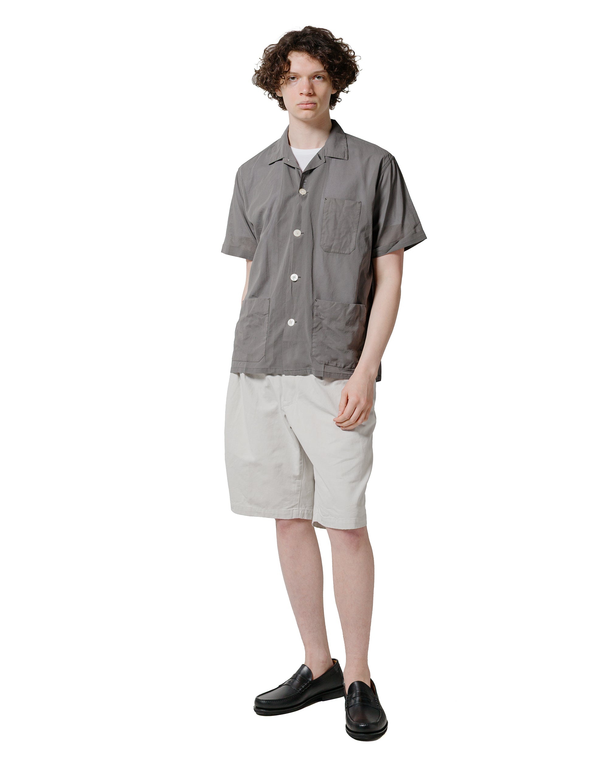 2Pleats Shorts Twill Bio Washed Cement - 4