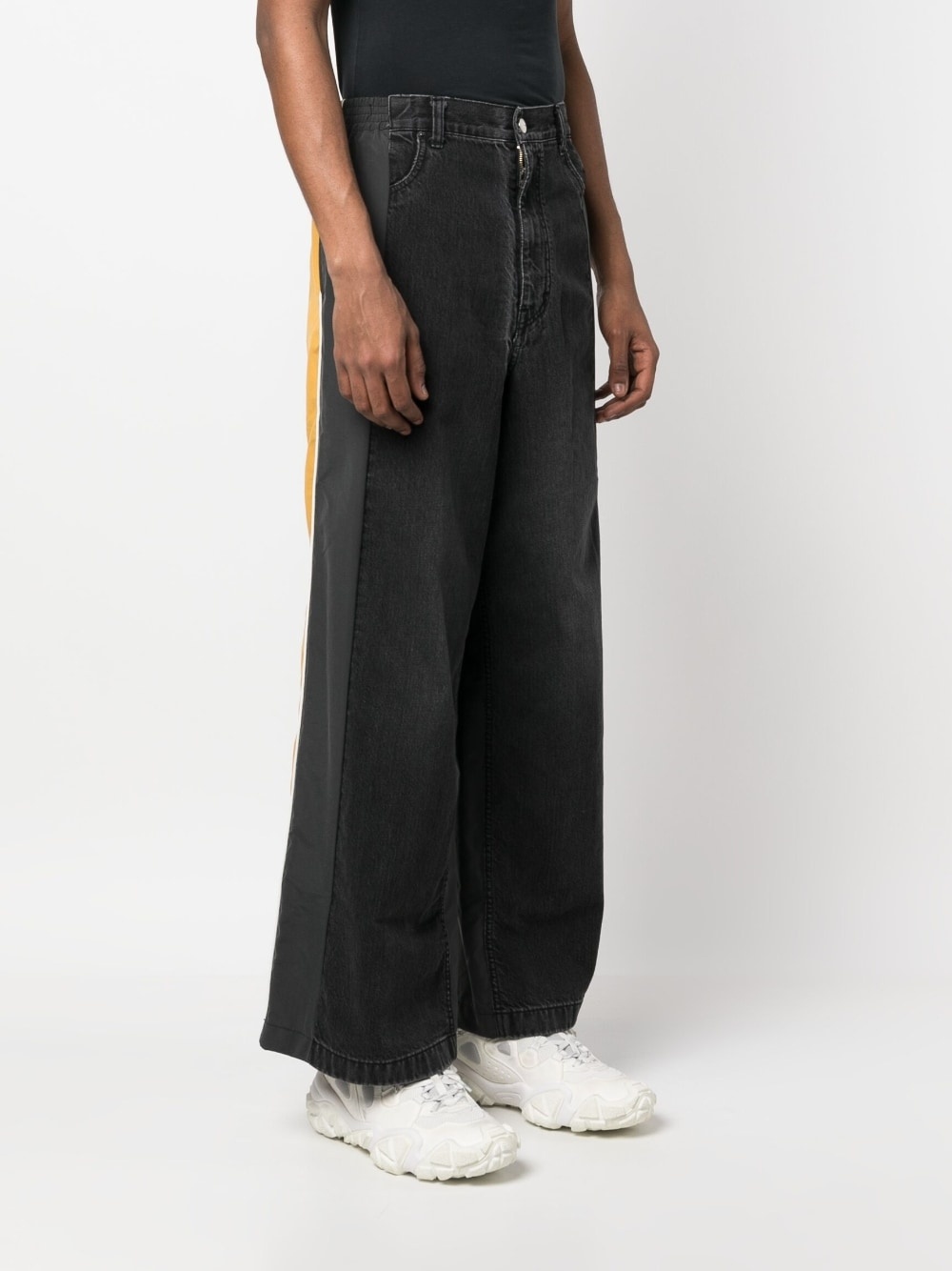 contrasting-detail wide-leg trousers - 4