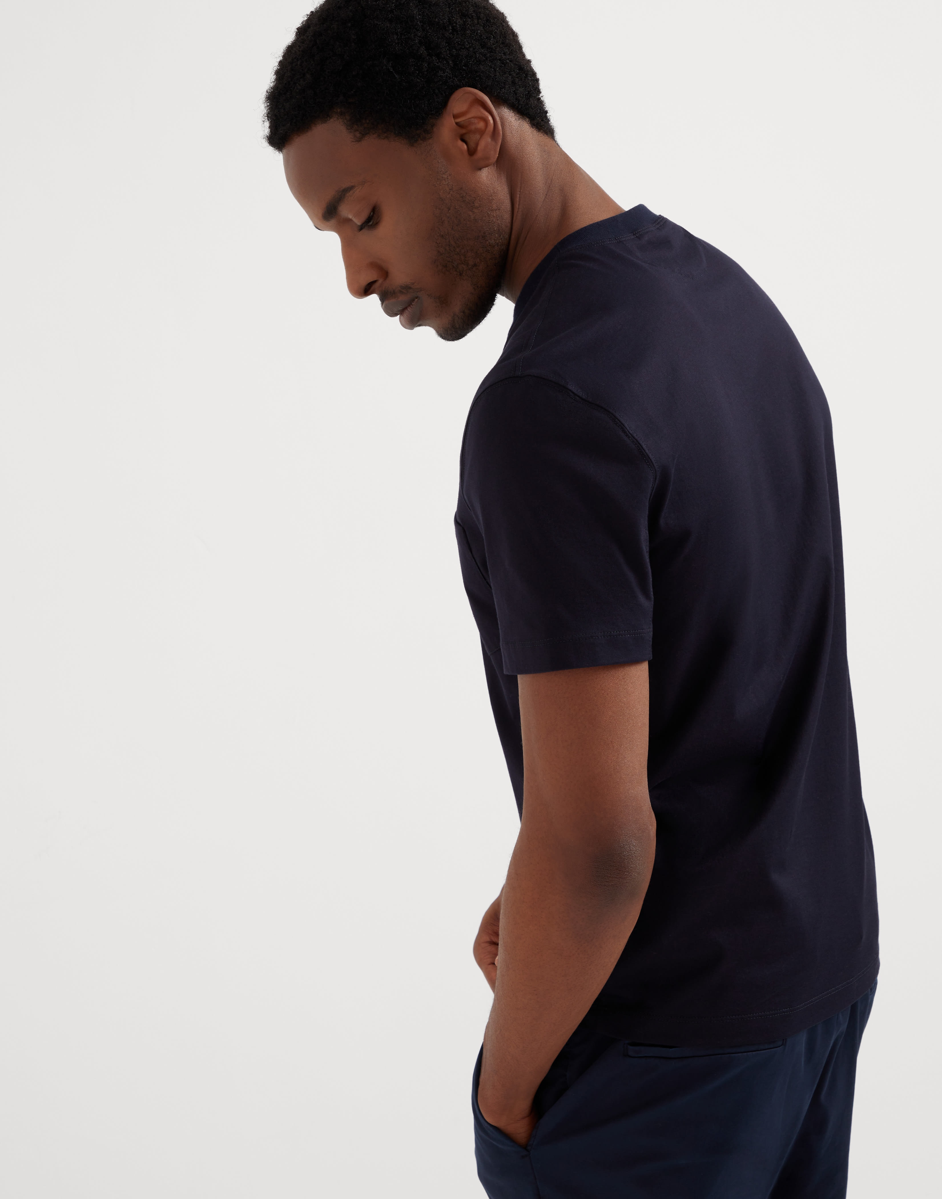 Cotton jersey crew neck T-shirt with chest pocket - 2