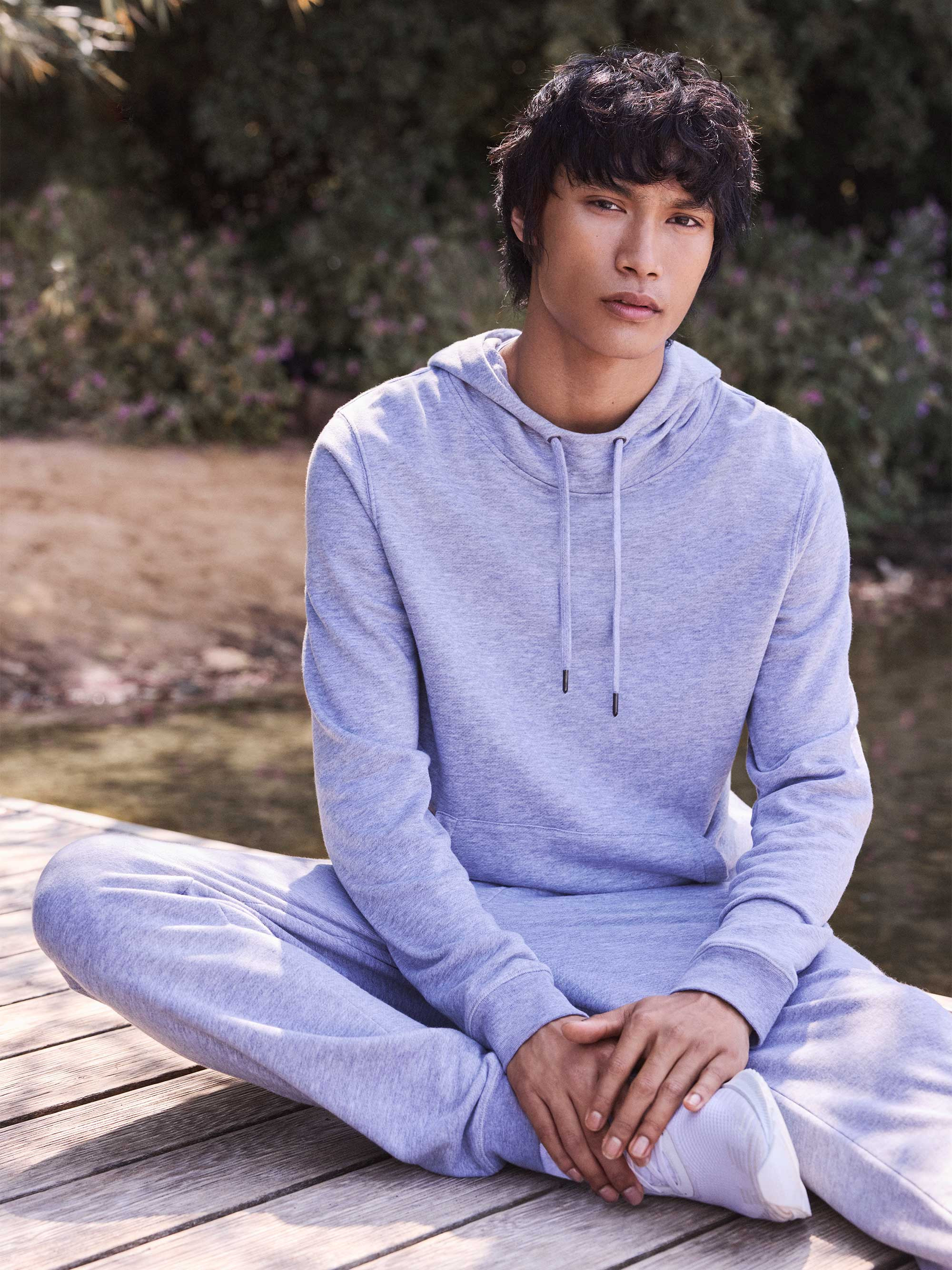 Men's Pullover Hoodie Quinn Cotton Modal Silver - 9